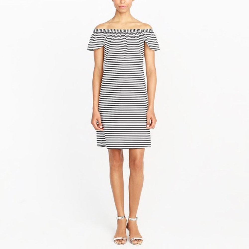 J.Crew Printed Striped Off-The-Shoulder